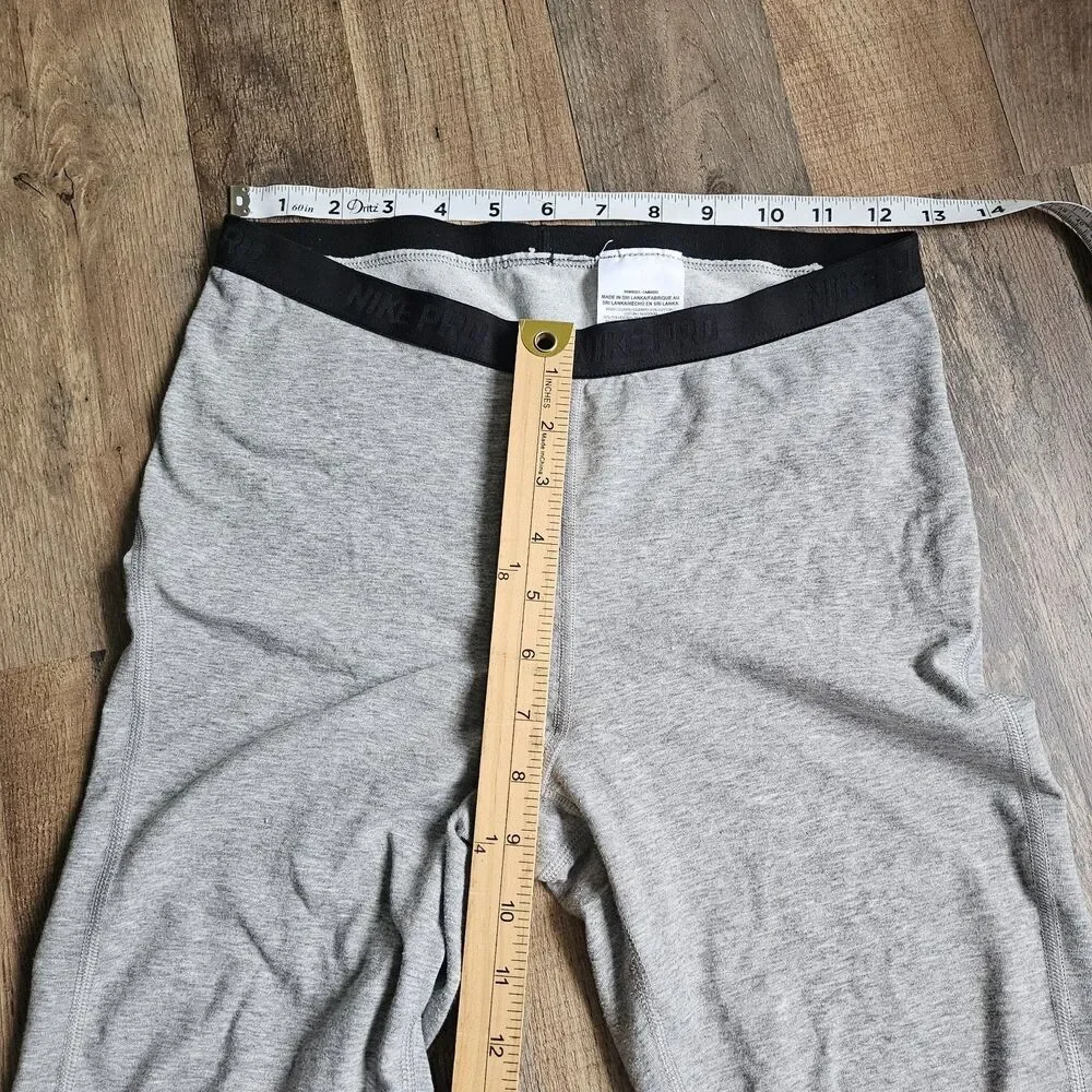 Nike Pro Dri-Fit Heather Gray Bike Shorts Spandex Compression Womens Large Y2K